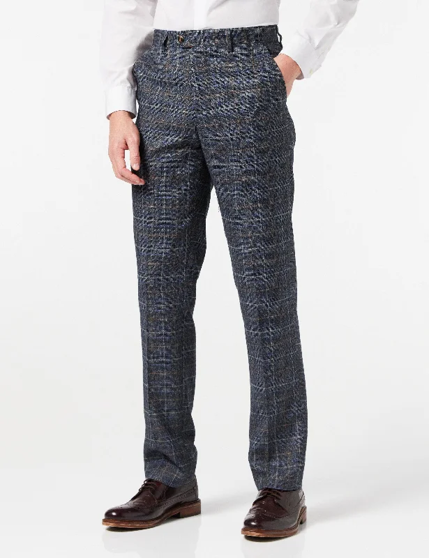 Hugo - Mens Grey Tweed Herringbone Check Trousers