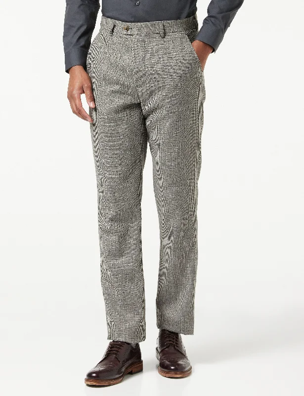 HERVE - GREY HOUNDSTOOTH TWEED TROUSERS