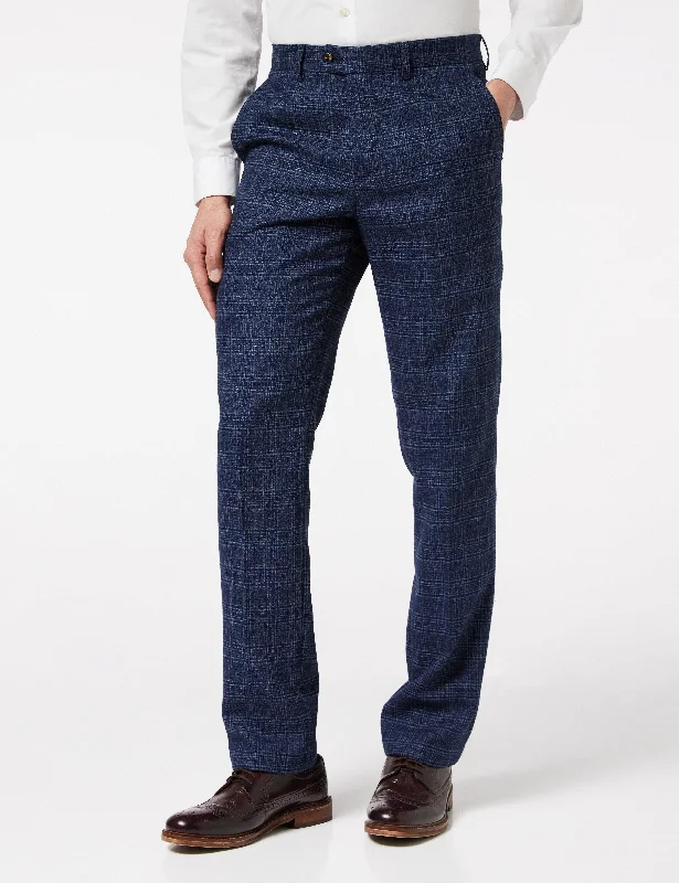 Abel - Navy Blue Tweed Tailored Fit Formal Suit Pants