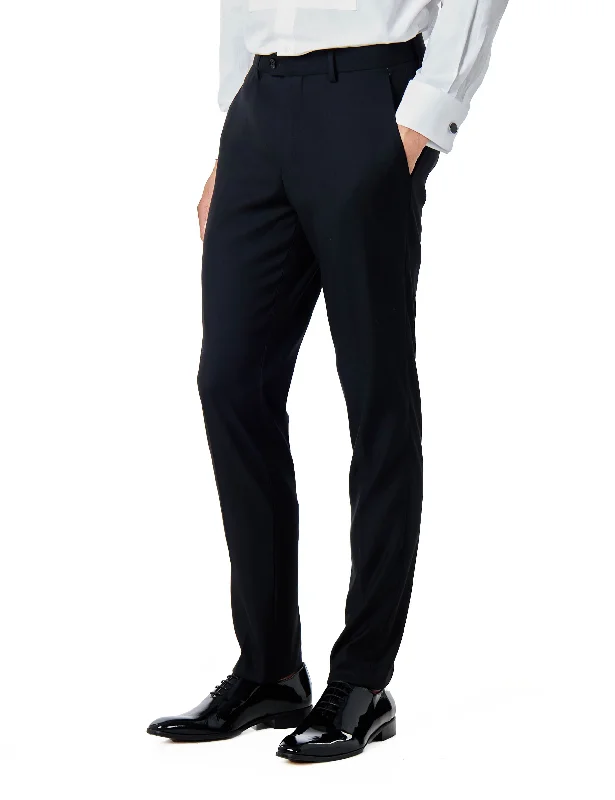 CLASSIC PLAIN BLACK FORMAL DRESS SUIT TROUSERS