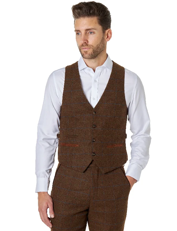 Vitori - Brown Tweed Check Waistcoat