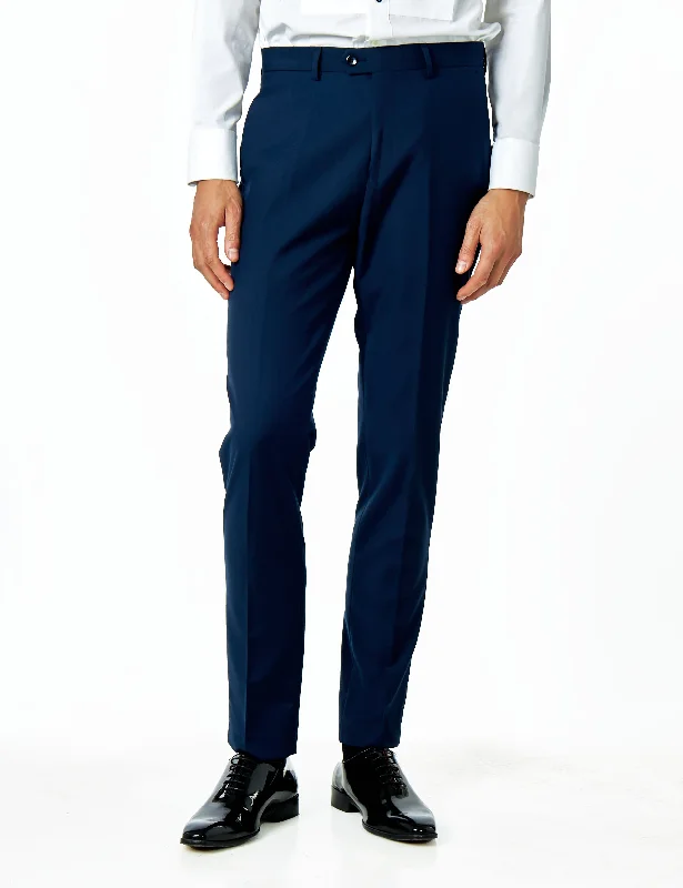 LOUIS - NAVY BLUE FORMAL TAILORED DRESS SUIT TROUSERS