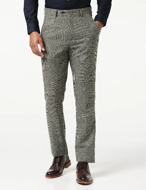 HERVE - GREEN HOUNDSTOOTH TWEED TROUSERS