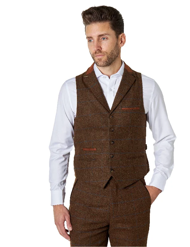 VITORI TWEED COLLAR BROWN WAISTCOAT