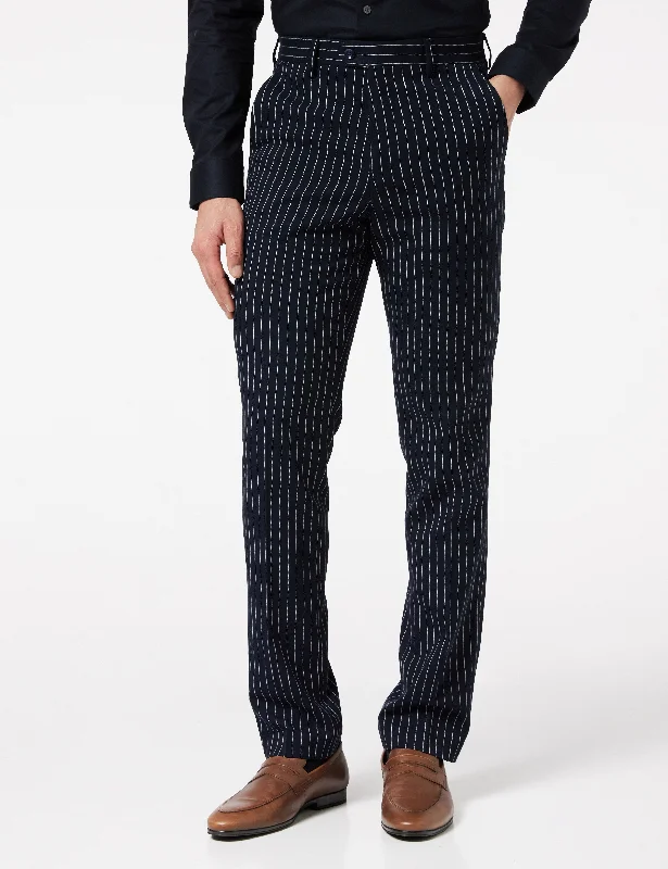 ALFRED  - NAVY BLUE PINSTRIPE TROUSER