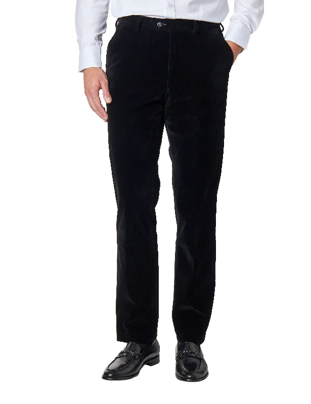 TIM - Mens Dinner Party Black Soft Velvet Trousers