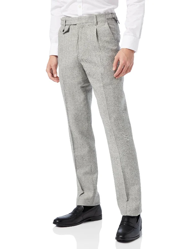 MARTIN - Grey Herringbone Retro Trouser