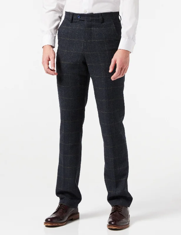 Navy Tweed Check Suit Trouser - X6680-3