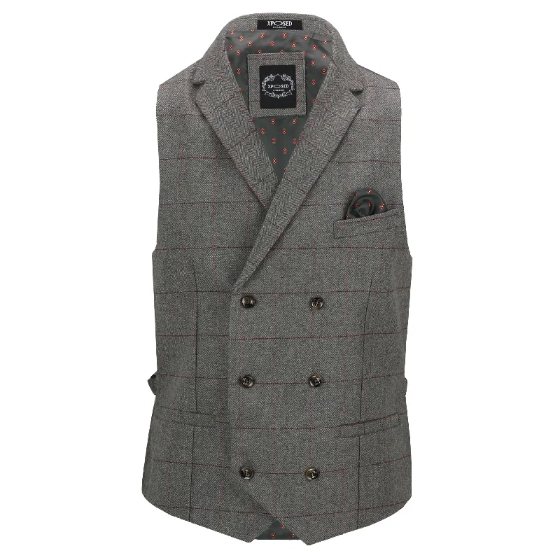 KANO – HERRINGBONE DOUBLE BREASTED GREY WAISTCOAT