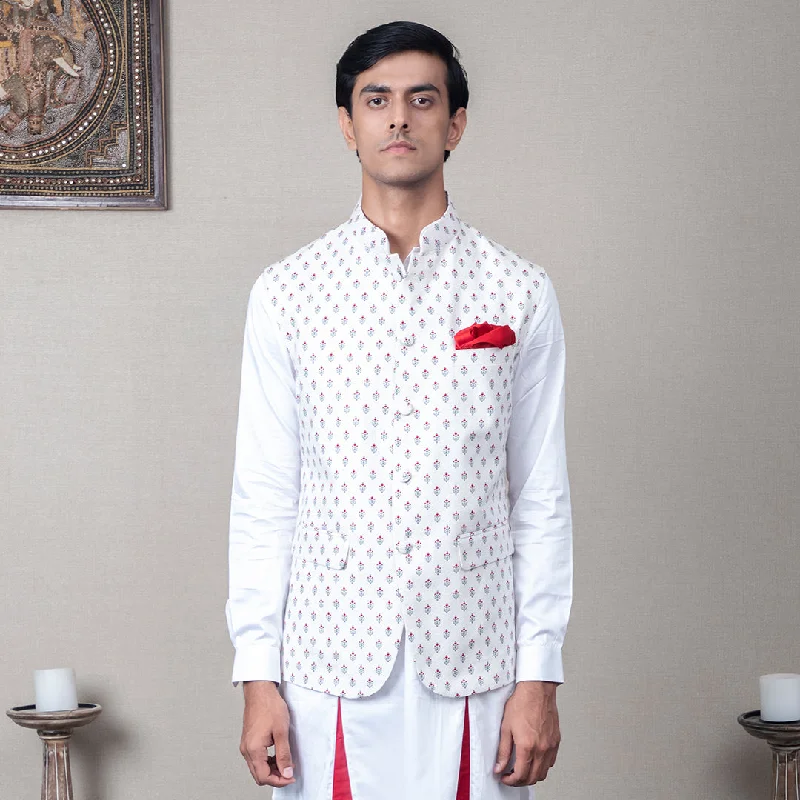 Aarav Floral Motif Printed Nehru Jacket