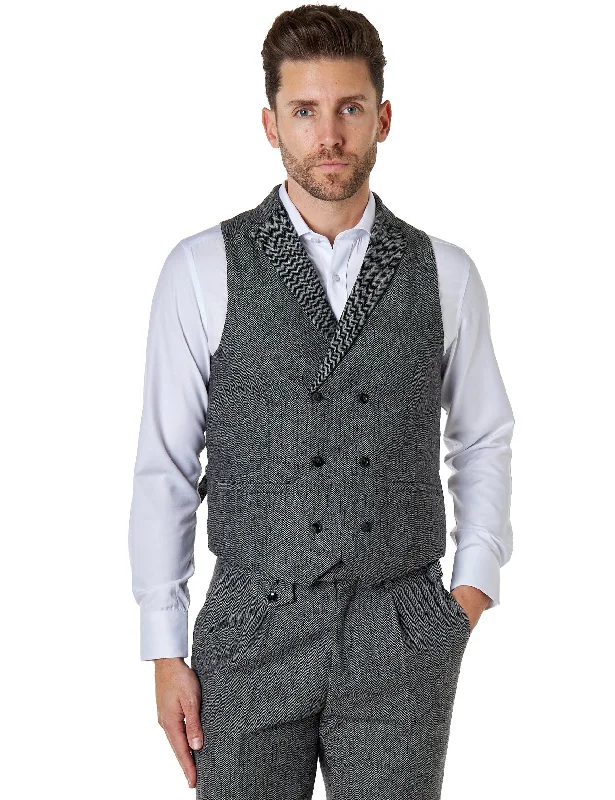 JAX HERRINGBONE DOUBLE BREASTED WAISTCOAT