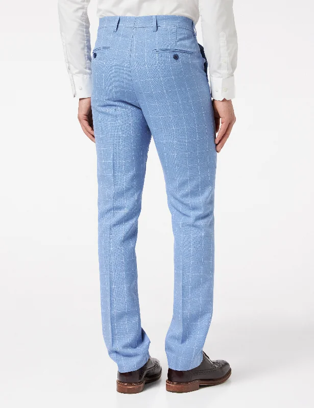 GABIN - SKY BLUE WINDOWPANE CHECK SUIT TROUSER