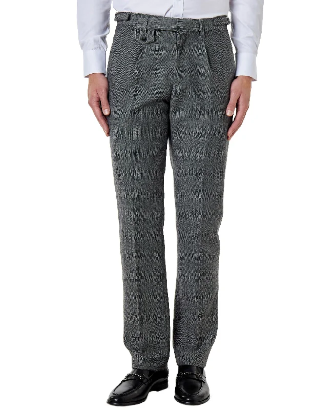 Jax -Mens Grey Herringbone Tweed Trouser