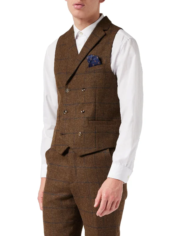 JUDE DOUBLE BREASTED BROWN WAIST COAT