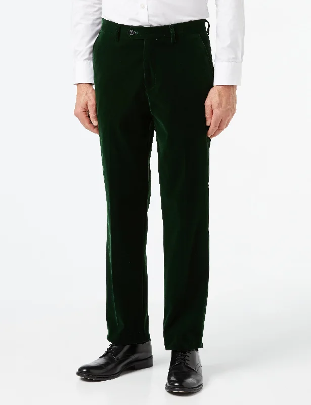 MAK - Mens Dinner Party Green Soft Velvet Trousers