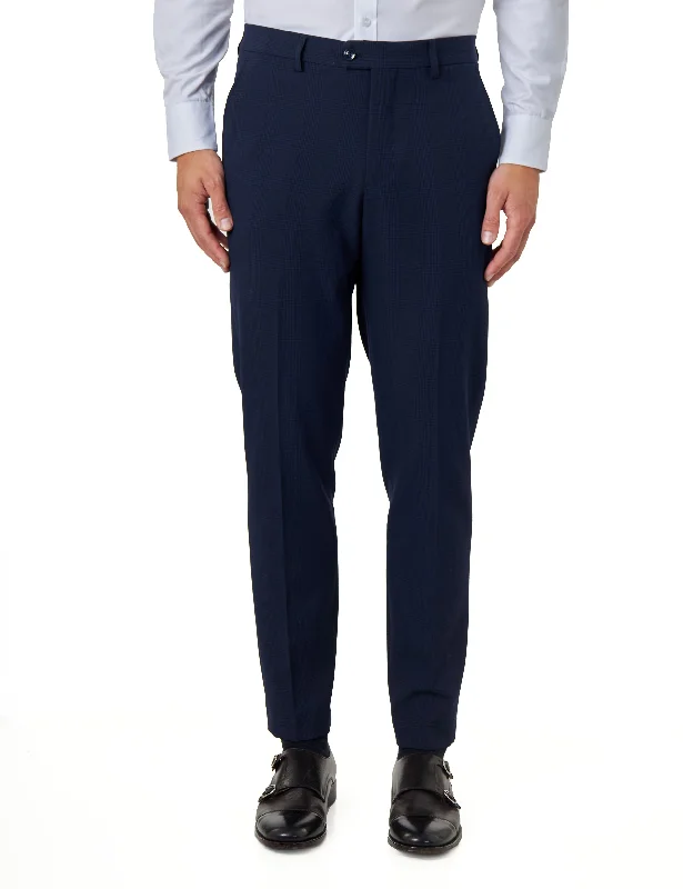 Finley – Dark Navy Prince of Wales Check Suit Trousers