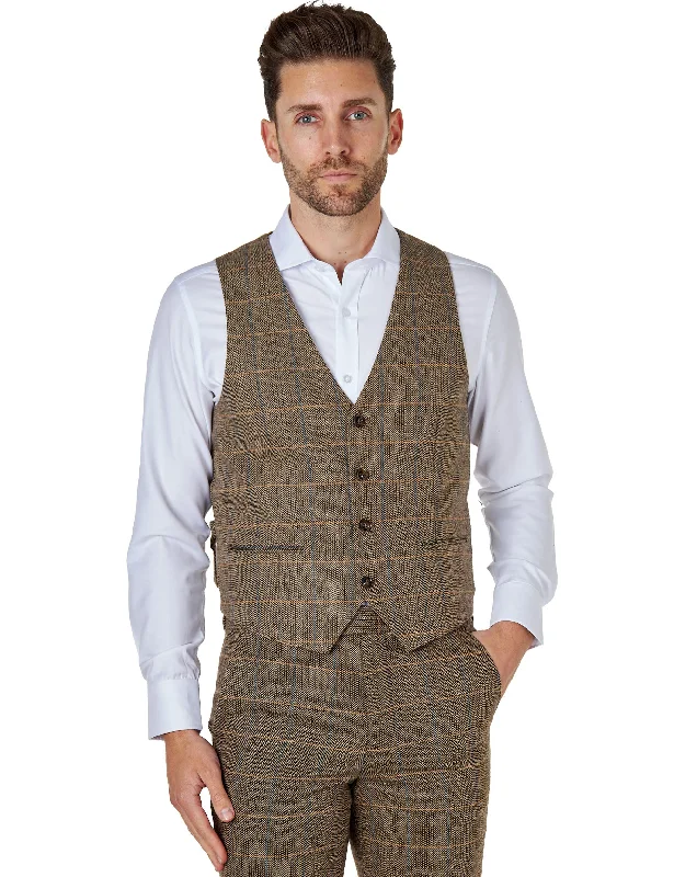 ELTON - BROWN TWEED CHECK WAISTCOAT