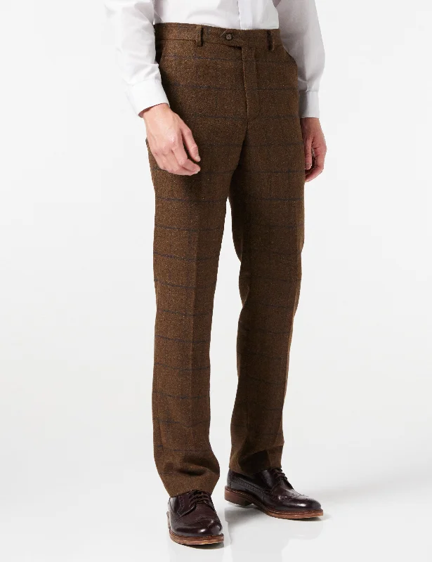 Tan Tweed Check Suit Trouser - X6680-1