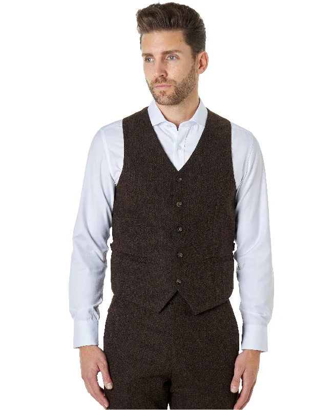 JIM - TWEED WAISTCOAT IN BROWN