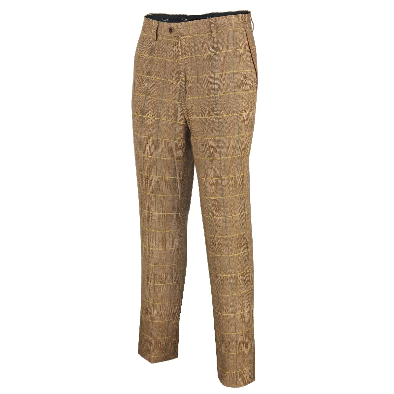 ELTON - Tweed Check Oak Tan Trousers