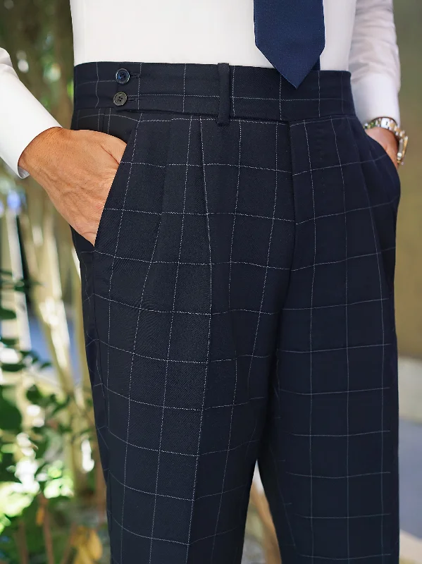 Cannes Navy Windowpane Trouser