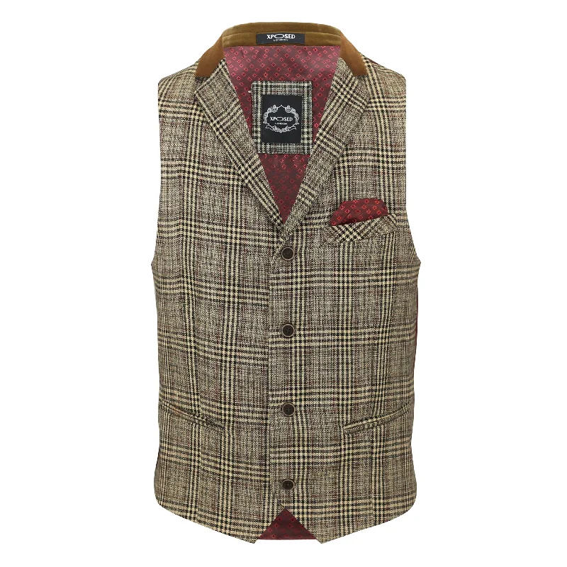 RUBEN - TWEED BROWN COLLAR WAISTCOAT