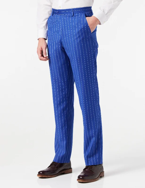 BLUE WIDE CHALK STRIPE TROUSER