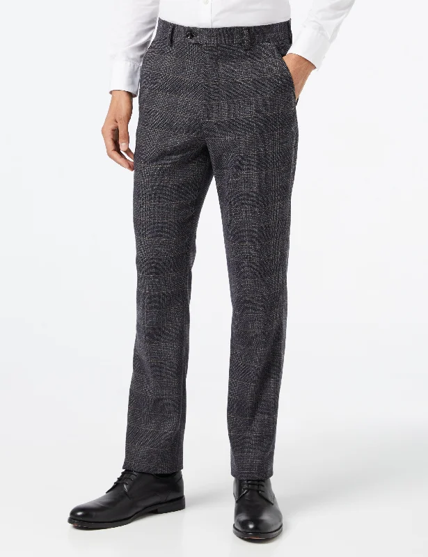 ETHAN-GREY TWEED CHECK TROUSER