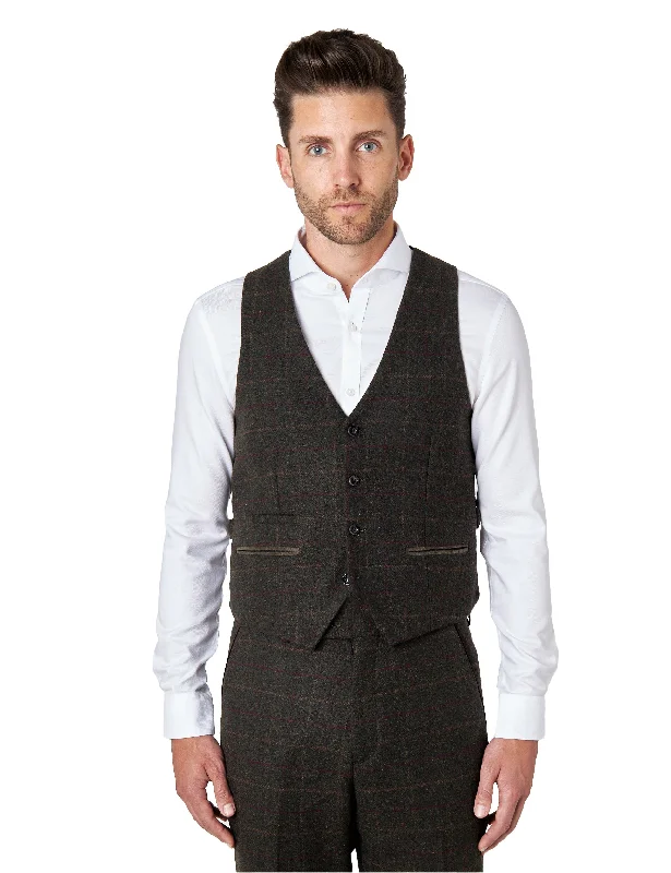 Vitori - Green Tweed Check Waistcoat