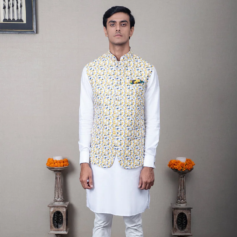 Suryaa Floral Print Nehru Jacket