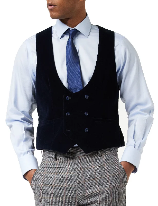 HERVE - BLUE VELVET DOUBLE BREASTED WAISTCOAT