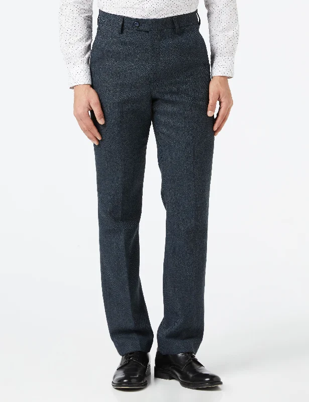 TWEED HERRINGBONE NAVY BLUE TROUSER