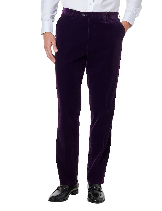 Ricky - Mens Dinner Party Purple Soft Velvet Trousers