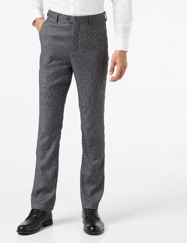 WHITE PIN STRIPE GREY SUIT TROUSER