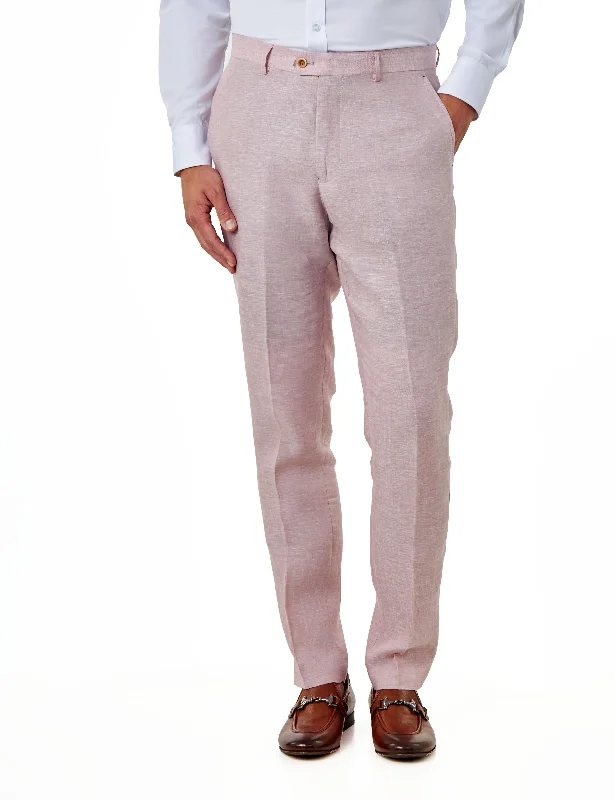 LEWIS - Baby Pink Linen Suit Trousers Tailored Fit