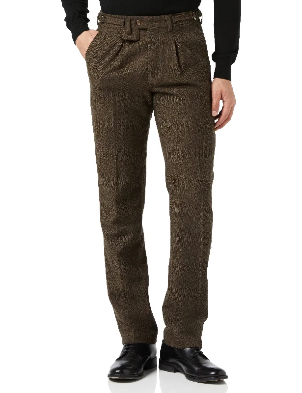 Jax - Mens Brown Herringbone Tweed Trouser