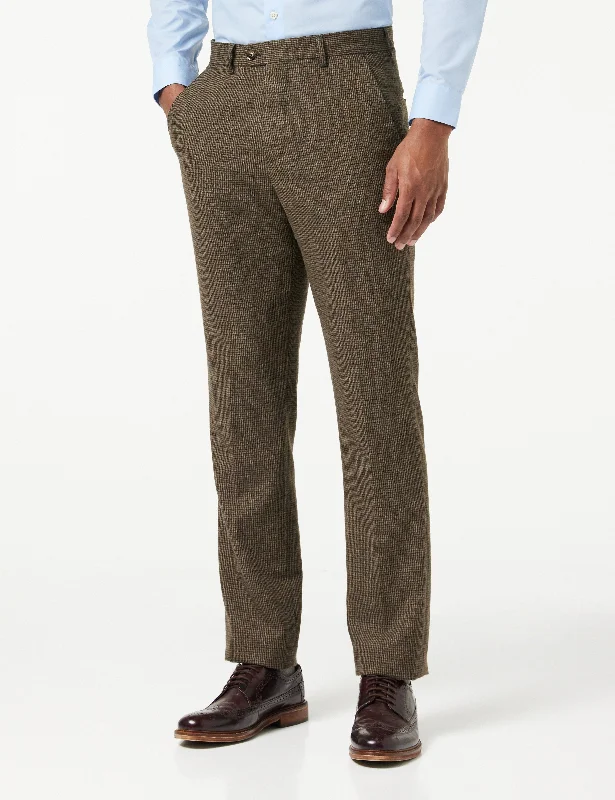 HERVE - BROWN HOUNDSTOOTH TWEED TROUSERS