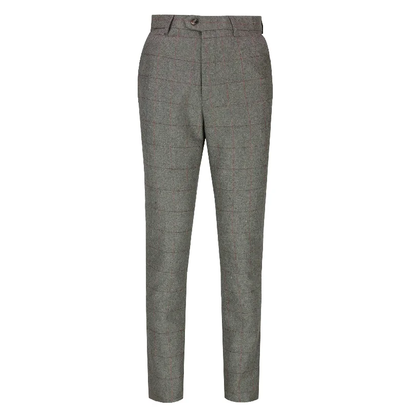 KANO - GREY TWEED HERRINGBONE TROUSERS