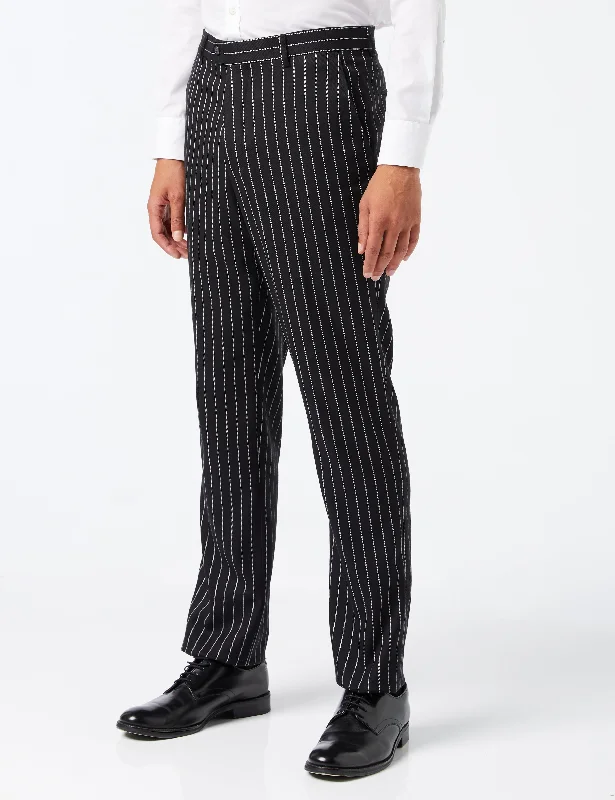 WHITE PIN STRIPE BLACK SUIT TROUSER