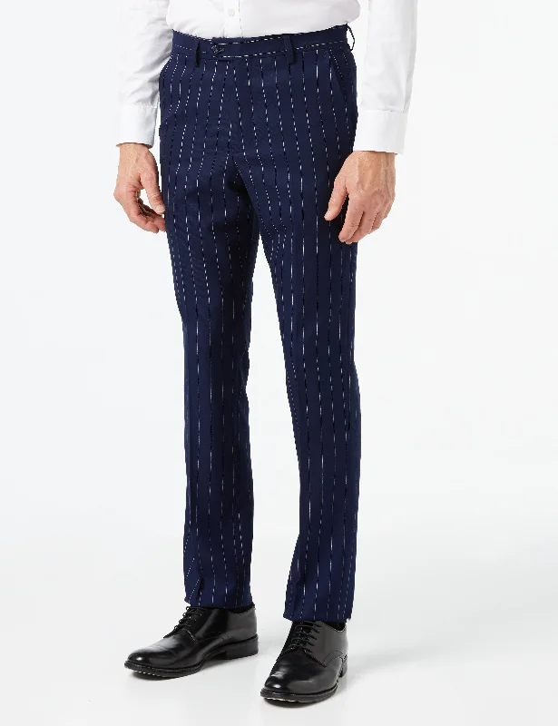 Blue Casual Pinstripe Suit Trouser -6088-14