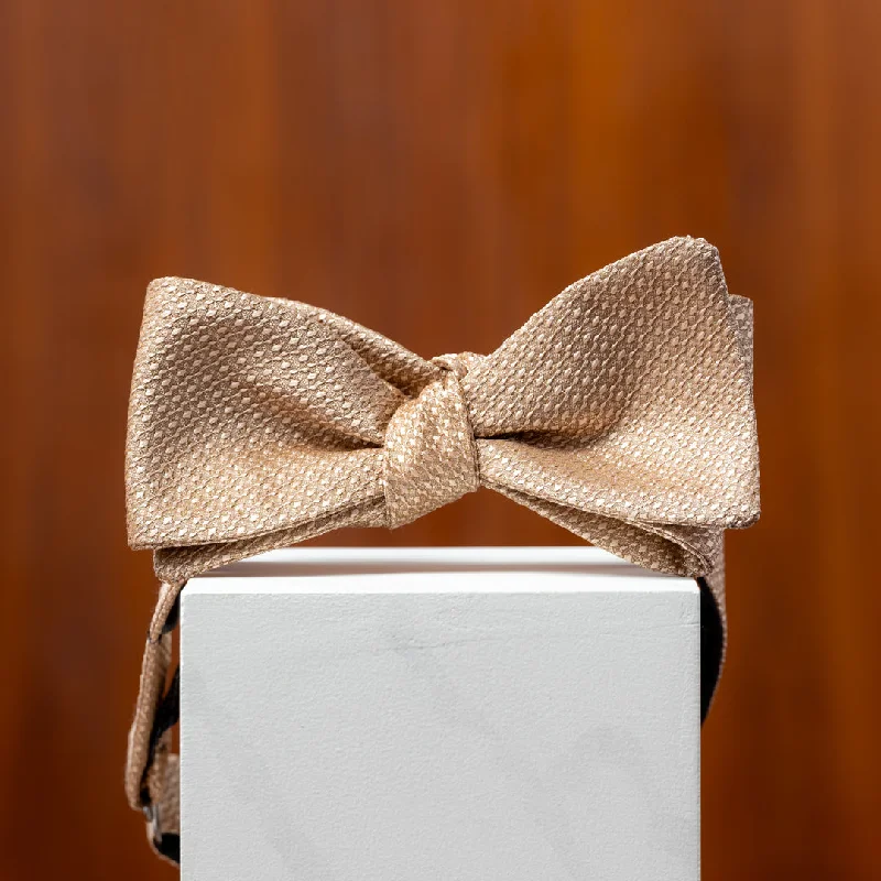 Antique Gold Solid Textured Silk Bow Tie