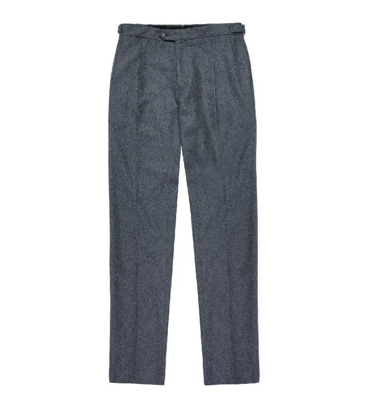 Trunk Winsley Single Pleat Wool Flannel Trousers: Charcoal