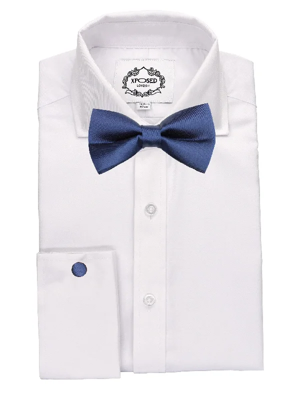 PLAIN NAVY BOW TIE SET