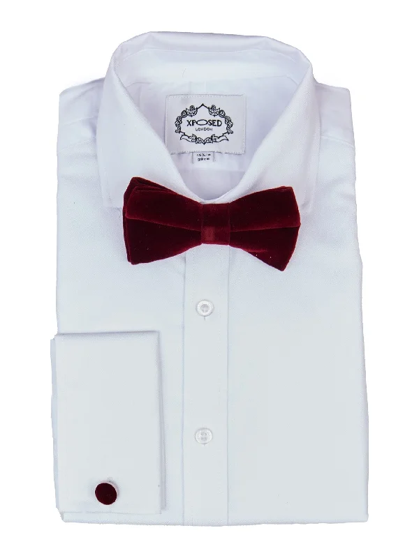 MAROON VELVET BOW TIE SET