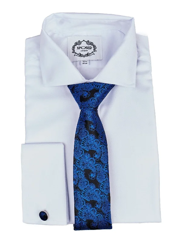 BLACK BLUE FLORAL PAISLEY NECK TIE SET