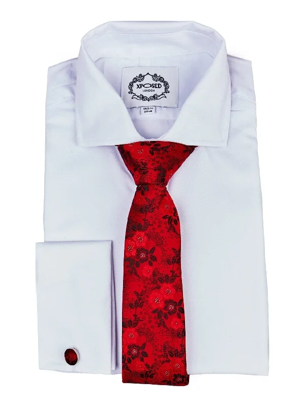 RED FLORAL FOLIAGE PRINT NECK TIE SET