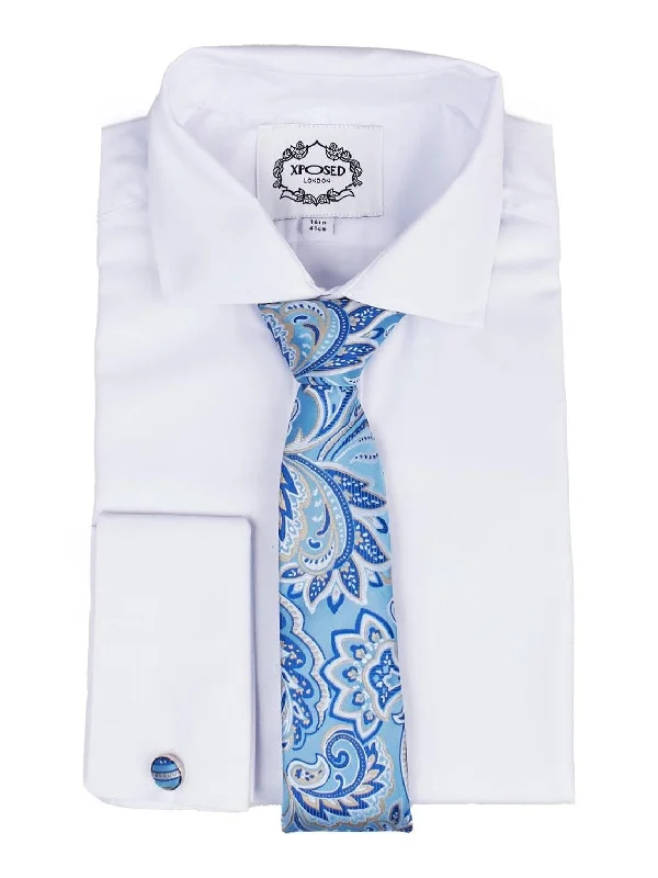 FROZEN BLUE FLORAL PAISLEY NECK TIE SET