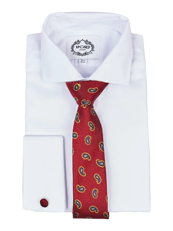 RED PAISLEY PRINT NECKTIE SET