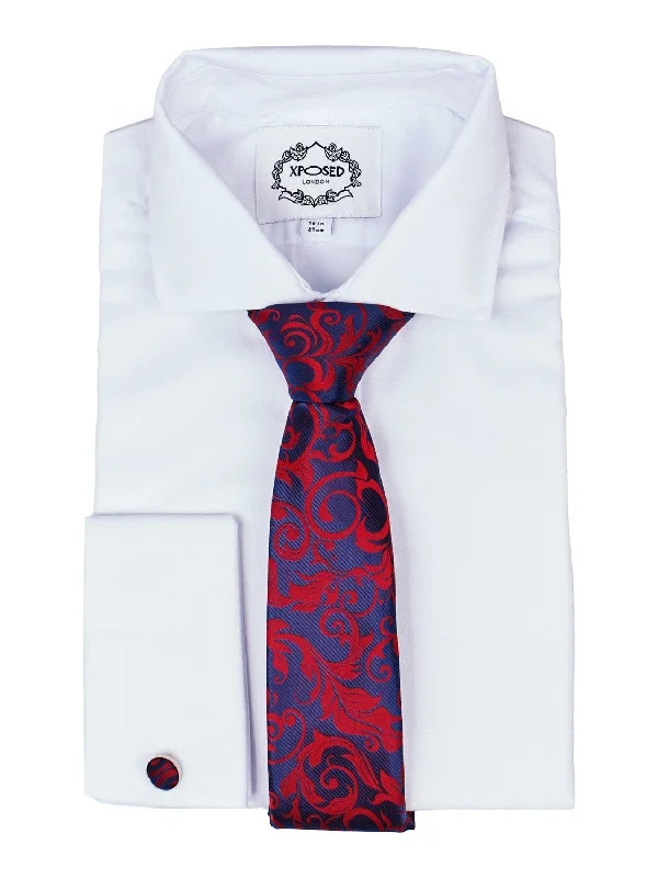 NAVY RED FLORAL PAISLEY NECK TIE SET