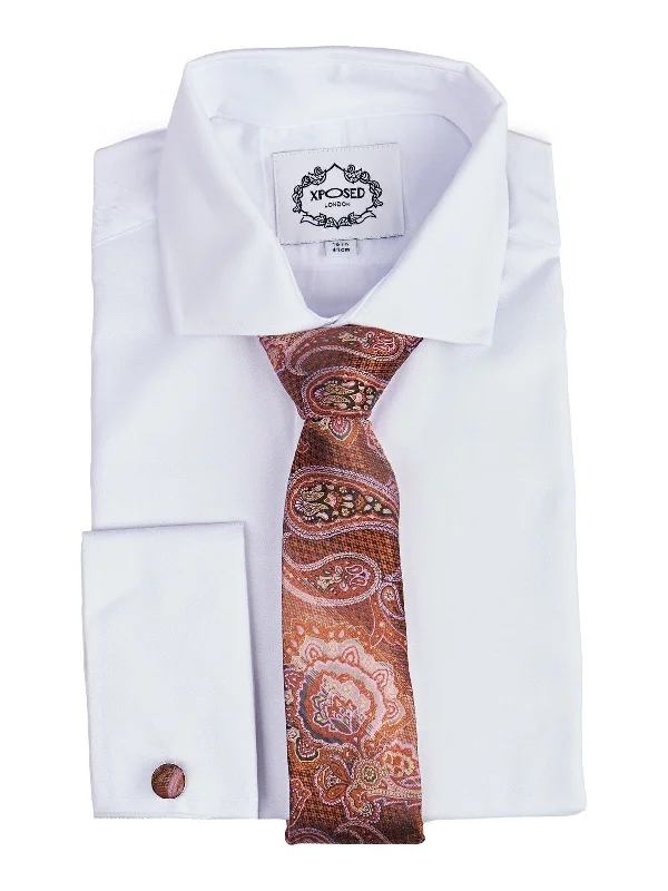 BURNT ORANGE PAISLEY PRINT NECK TIE SET